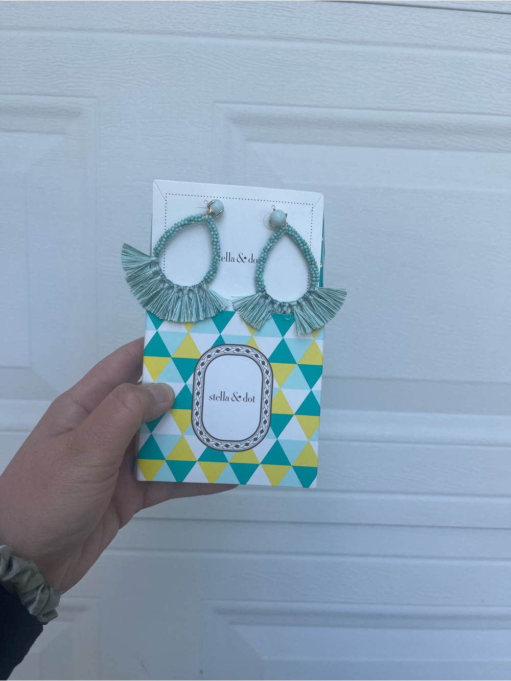 Stella & Dot Mint Green Fringe Teardrop Earrings